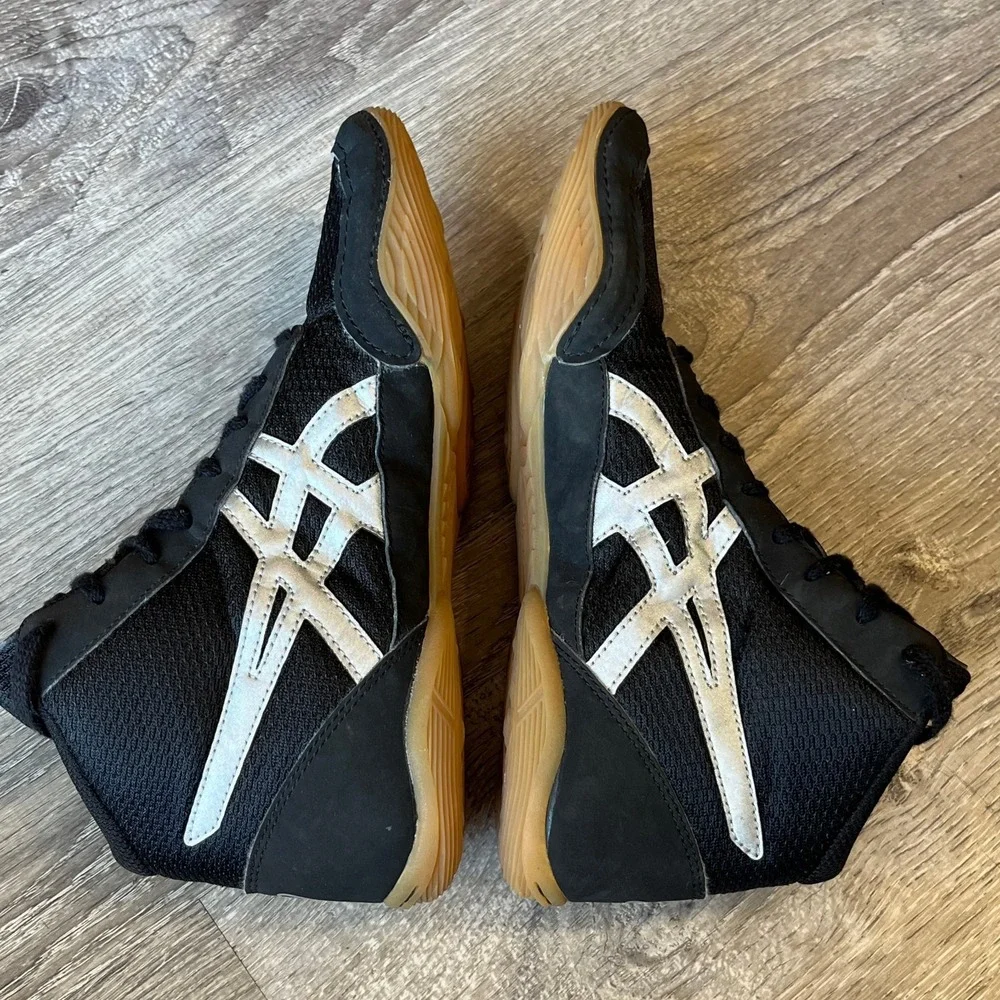Asics Matflex 5 GS Wrestling Shoes Boxing Black Silver Gum Mens 5.5 EU 37